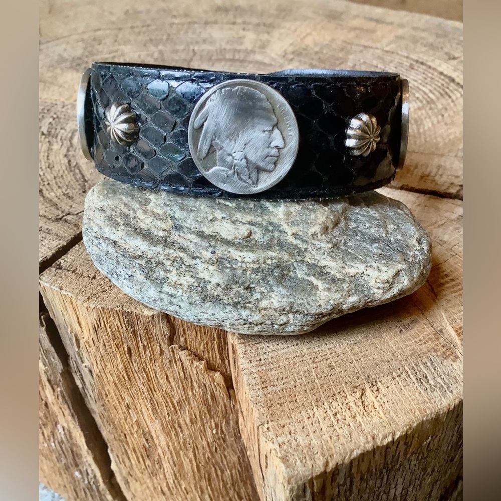 Leather snakeskin  Bracelet , up to 7 1/4” wrist